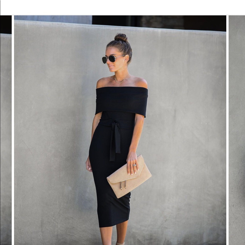 Ribbed Off The Shoulder Dress  - Extra Small